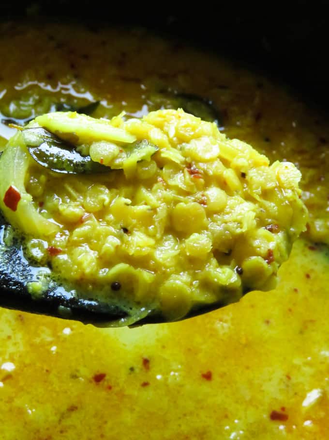 spoon of delicious dhal(parippu, dal, dhal curry)recipe on islandsmile.org