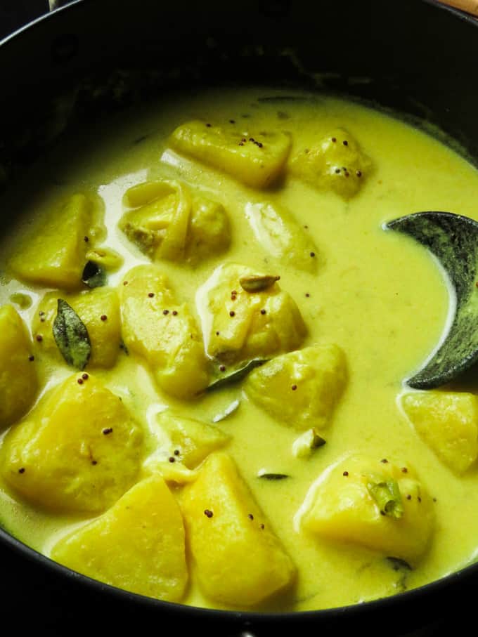 Sri Lankan potato curry cooked in coconut milk.