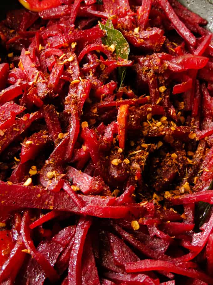 beetroot curry with a little chilli flakes.