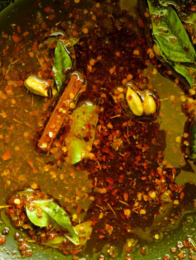 cooking the spices for the pineapple relish.