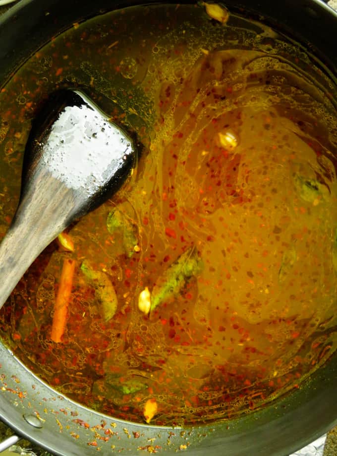 making the chutney syrup for the pineapple relish,