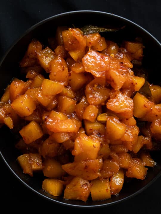 cooked pineapple chutney in a bowl