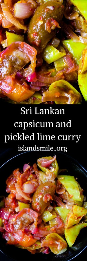 Capsicum and lime pickle(Sri Lankan), a spicy, sour side-dish for your meals. a plate of rice and curry tastes better with this rice puller. gluten-free, vegan, vegetarian, low-carb.-islandsmile.org