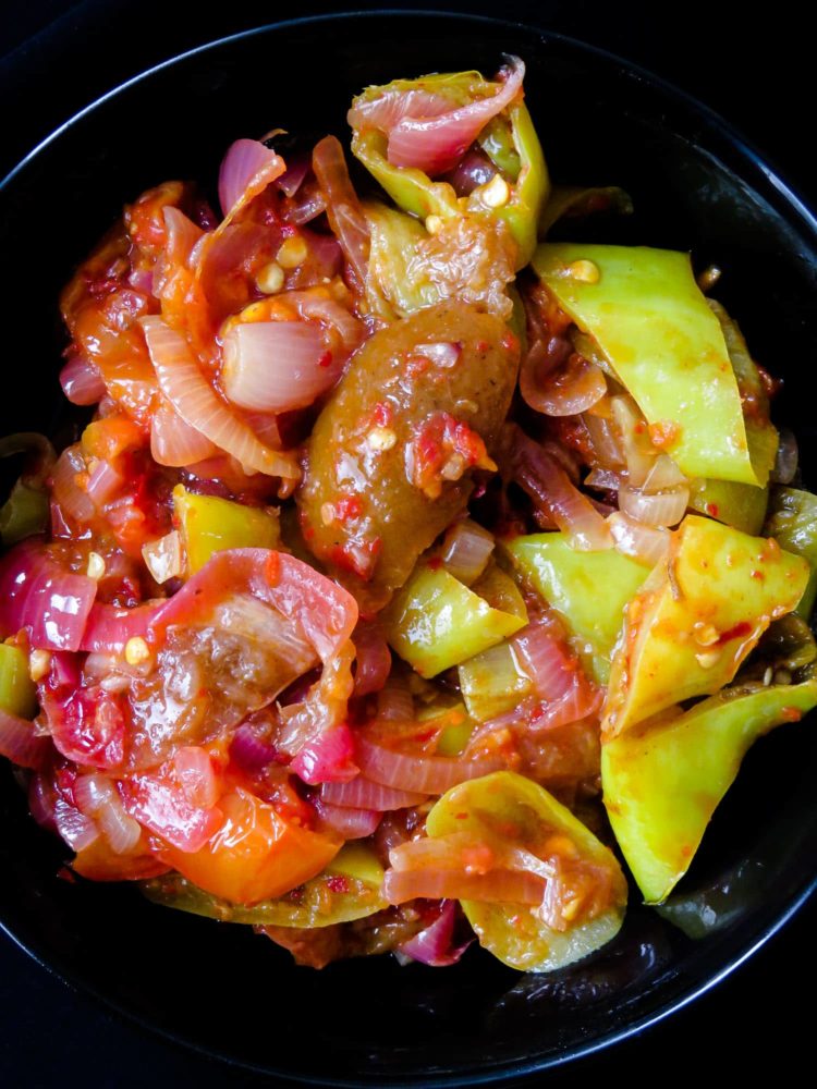 Capsicum and lime pickle(Sri Lankan), a spicy, sour side-dish for your meals. a plate of rice and curry tastes better with this rice puller. gluten-free, vegan, vegetarian, low-carb-islandsmile.org