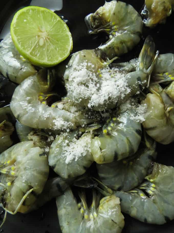 prawns marinated in lime juice.