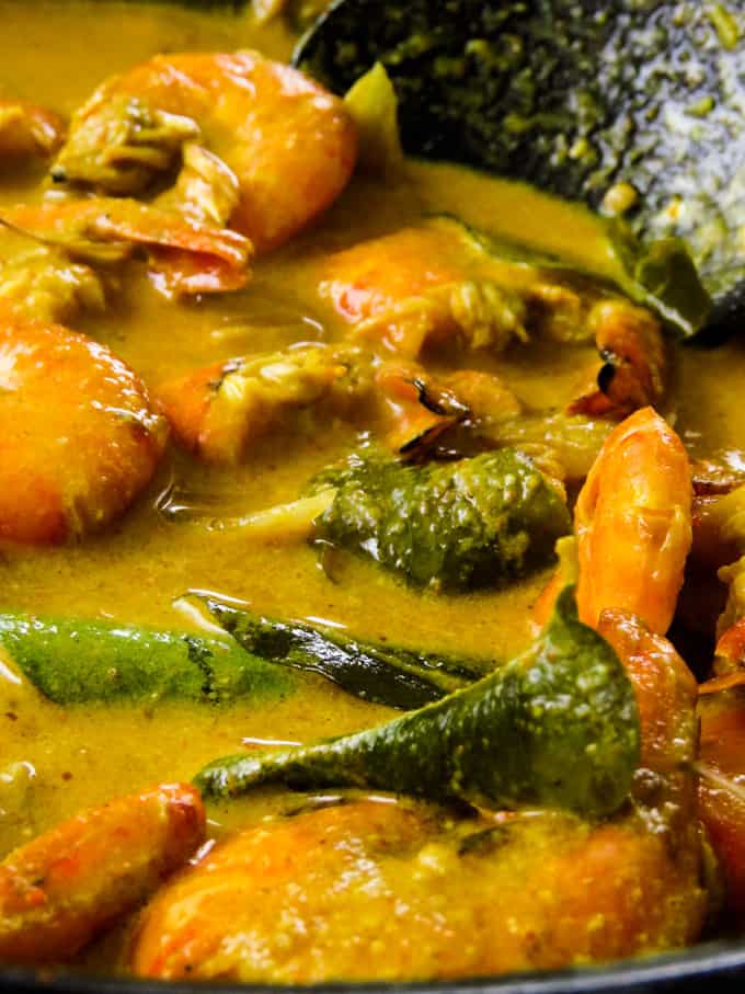 Srilankan prawn curry cooked in Coconut milk. ISLAND SMILE