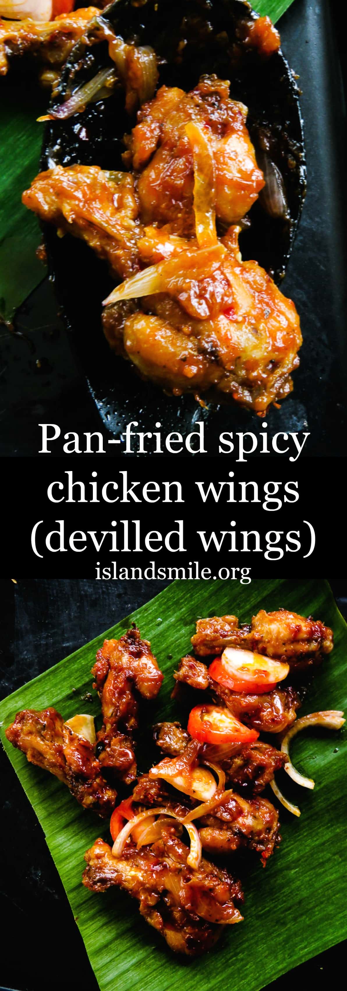 Pan-fried spicy chicken wings. Also known as Sri Lankan devil wings. It takes minutes to marinate and lock in flavors. A perfect appetizer in a rush that you could put together with a few ingredients. finger food for game nights, and parties.#chicken #wings #glutenfree #srilankan #easy #appetizer #tailgating #recipes #easy #spicy #panfried #glutenfree #srilankan.