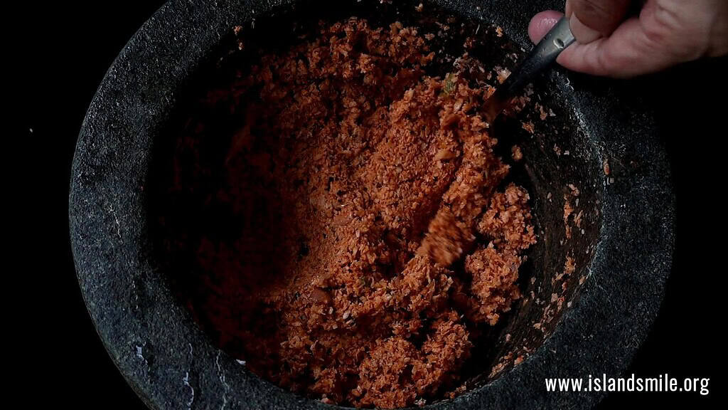 pound mix well the coconut sambol.
