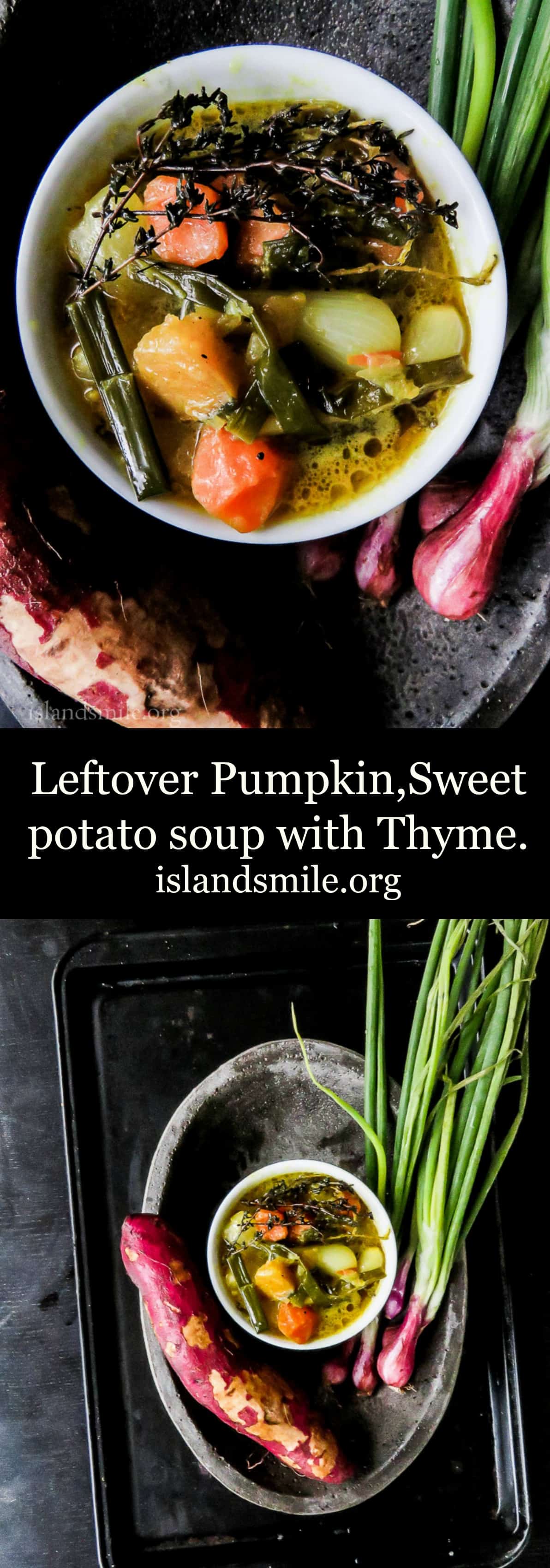 Left over sweet potato, pumpkin soup with thyme image