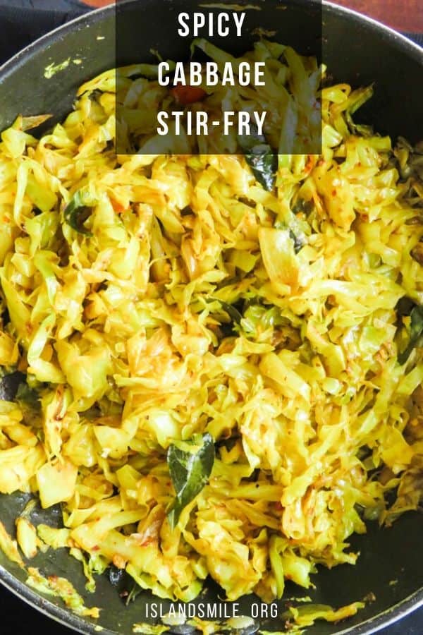 Spicy chilli cabbage stir-fry. A Sri Lankan, vegetarian cabbage recipe that takes less than 20-minute to cook. You’ll want to try this cabbage stir-fry as it only takes just 5 ingredients so make sure to grab one of these leafy vegetables when you spot them at the farmers market.
