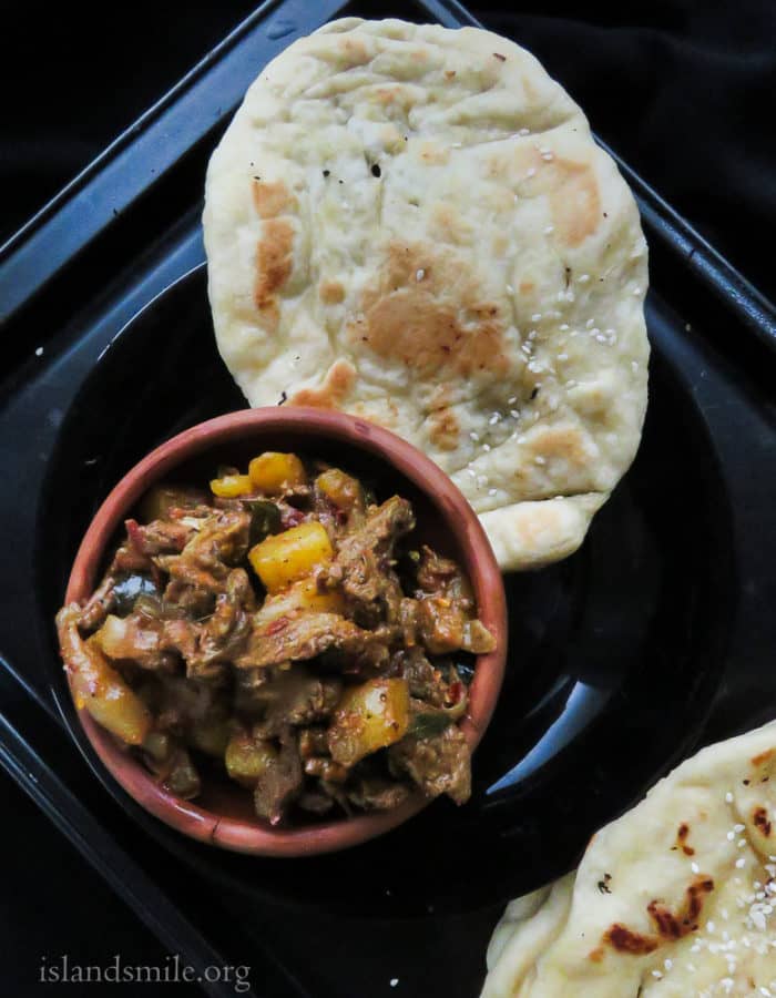 Sri Lankan spicy beef and potato keema curry. It makes a great filling for samosas, empanadas and meaty side-dish for your bread, parathas and naan. With Sri Lankan spices this shredded beef dish is a must try