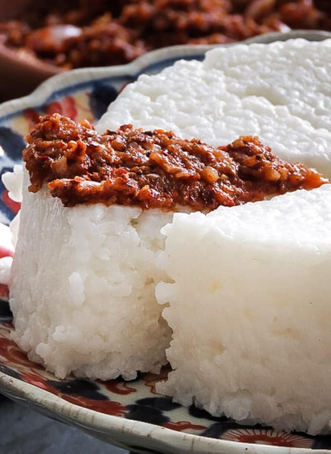 milk rice or kiribath with a sambol.