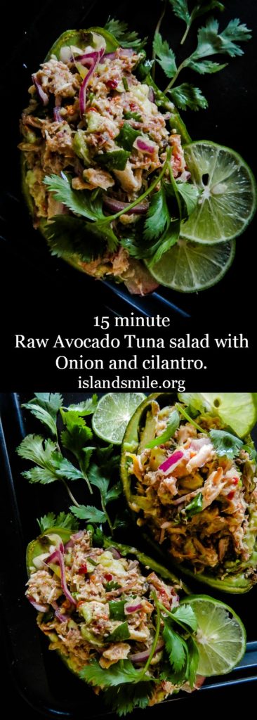 Raw Avocado Tuna salad with Onion and cilantro-islandsmile.org