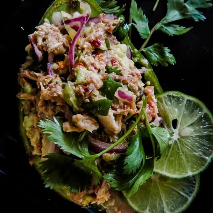 Raw Avocado Tuna salad with Onion and cilantro-islandsmile.org