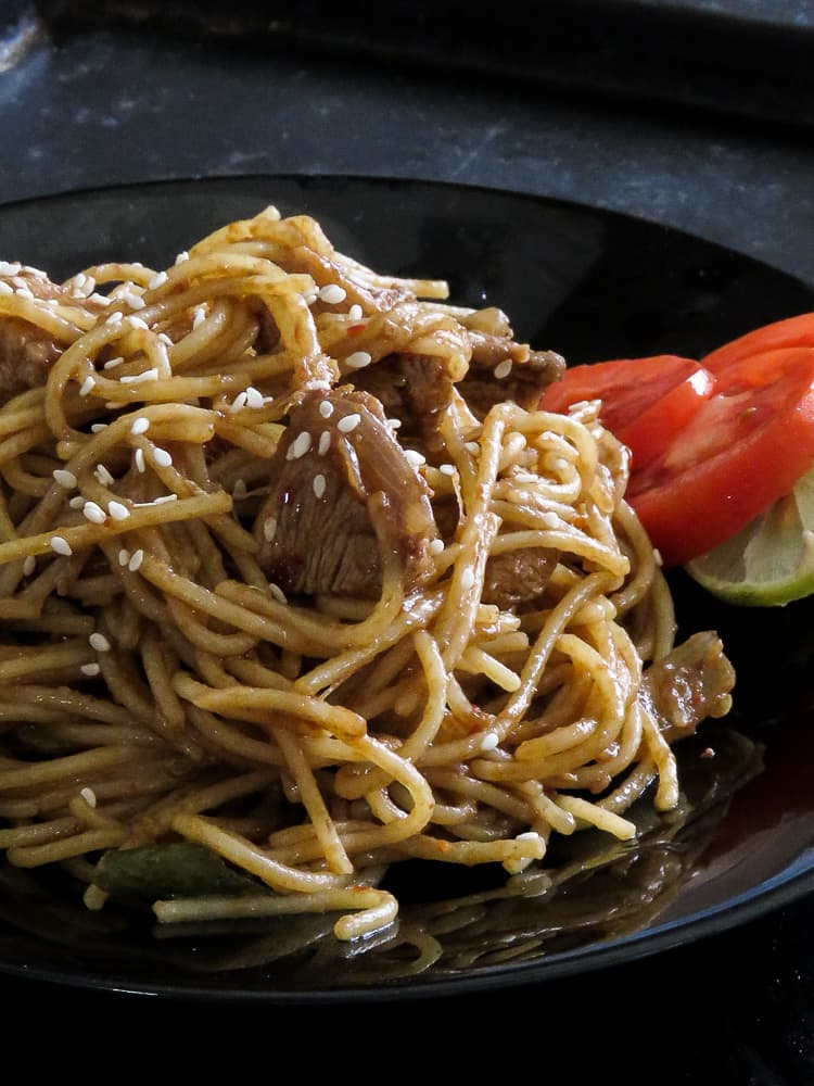 30 minute- take out style spicy asian noodles