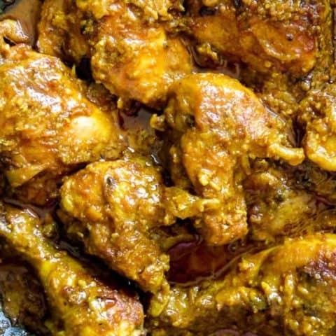 Hyderabadi chicken korma.  A chicken korma recipe from the Hyderabadi region. It's one of the popular Indian chicken curry recipes you'll want to taste. Made with a peanut-sesame gravy base, this Indian curry makes a perfect one-pot meal to share with friends and loved ones.