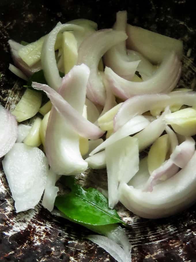 onions ready to temper for the jackfruit.