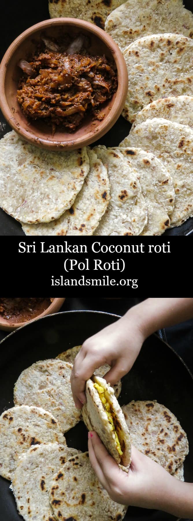 Sri Lankan Coconut roti(pol roti, flatbread). A rustic flatbread made up of flour, grated coconut with diced green chillies and Onions for extra texture. vegan, vegetarian, Sri Lankan breakfast #srilankan #roti #coconut #breakfast 