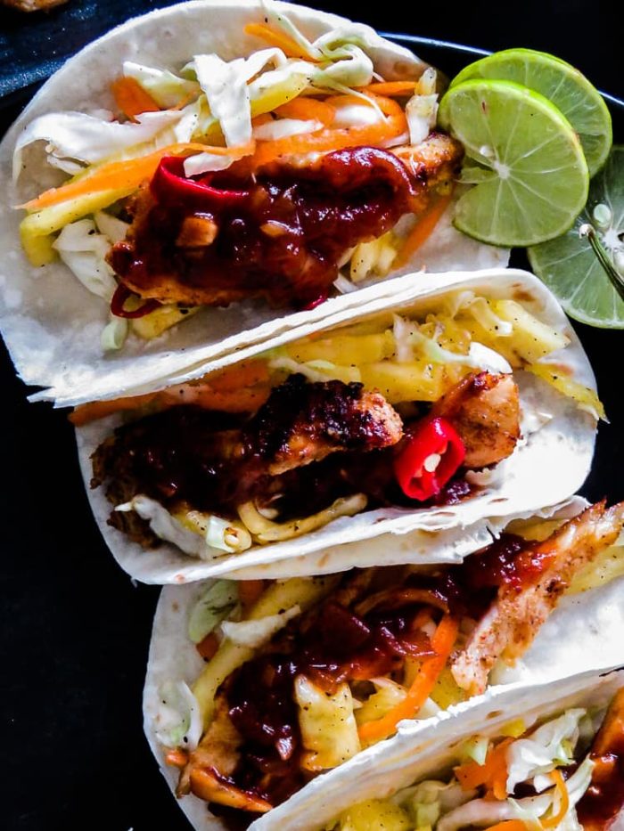 yoghurt marinated grilled chicken tacos with pineapple cabbage slaw-islandsmile.org-