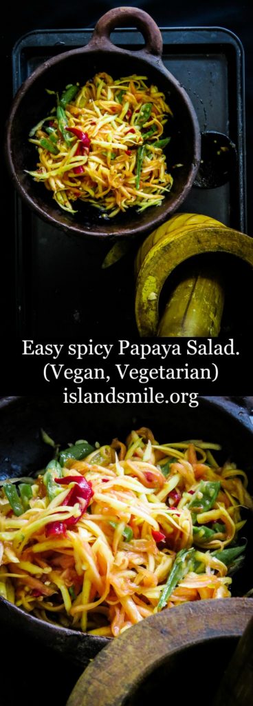 Easy spicy Papaya salad(vegan, vegetarian)-islandsmile.org