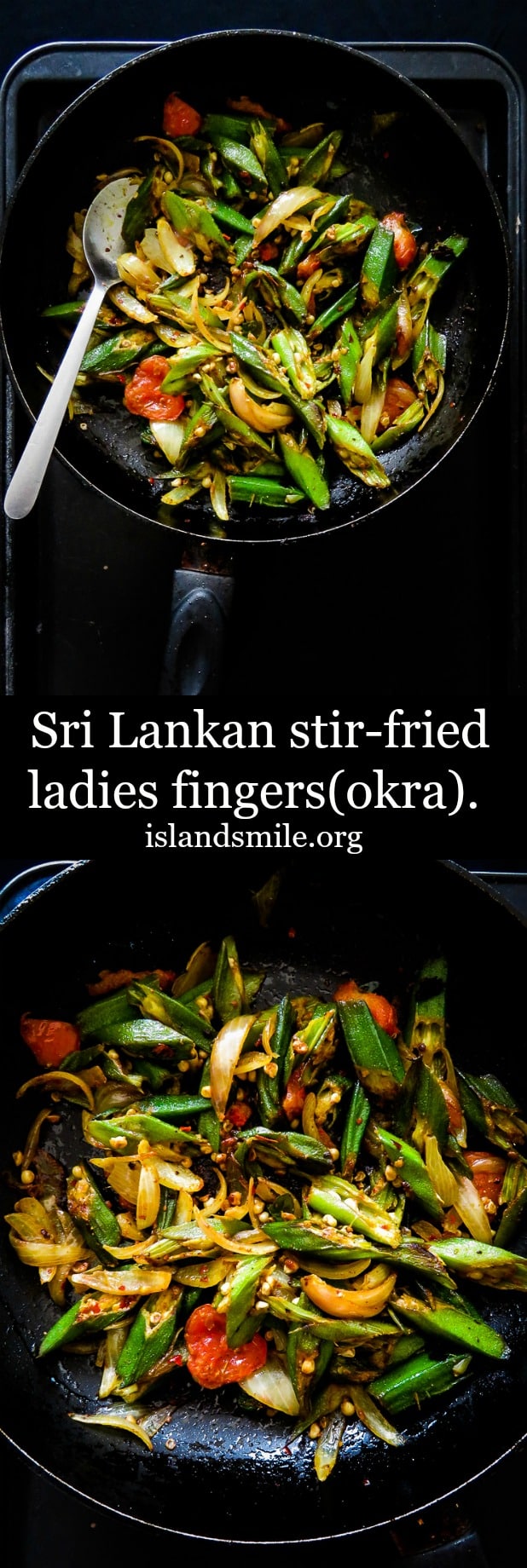 okra stir-fry made the Sri Lankan way. Try it, you might be surprised how good it tastes. #okra #vegetarian #vegan #glutenfree #lowcarb #stirfry #srilankan #sidedish
