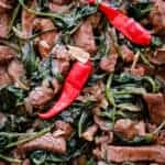 kankun(kangkong), soy, garlic Beef stir-fry-islandsmile.org