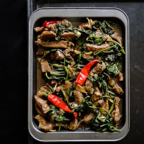 kankun(kang kong), soy, garlic Beef stir-fr. Tender beef cooked in Oyster and Soy base sauce. Make it and see them fall in love with this simple yet delicious dish.