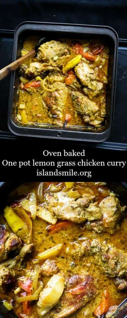 baked-one pot lemongrass chicken curry. succulent lemongrass-infused chicken curry to feed a family of six or more. You can either make it as a very dry bake or have loads of gravy to go around for a crowd with extra root vegetables as an option. baked-one pot lemongrass chicken curry. succulent lemongrass-infused chicken curry to feed a family of six or more. You can either make it as a very dry bake or have loads of gravy to go around for a crowd with extra root vegetables as an option.