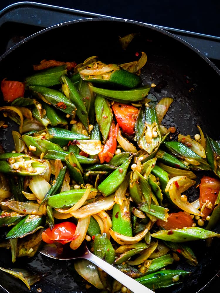 okra stir-fry, a vegan vegetarian recipe.