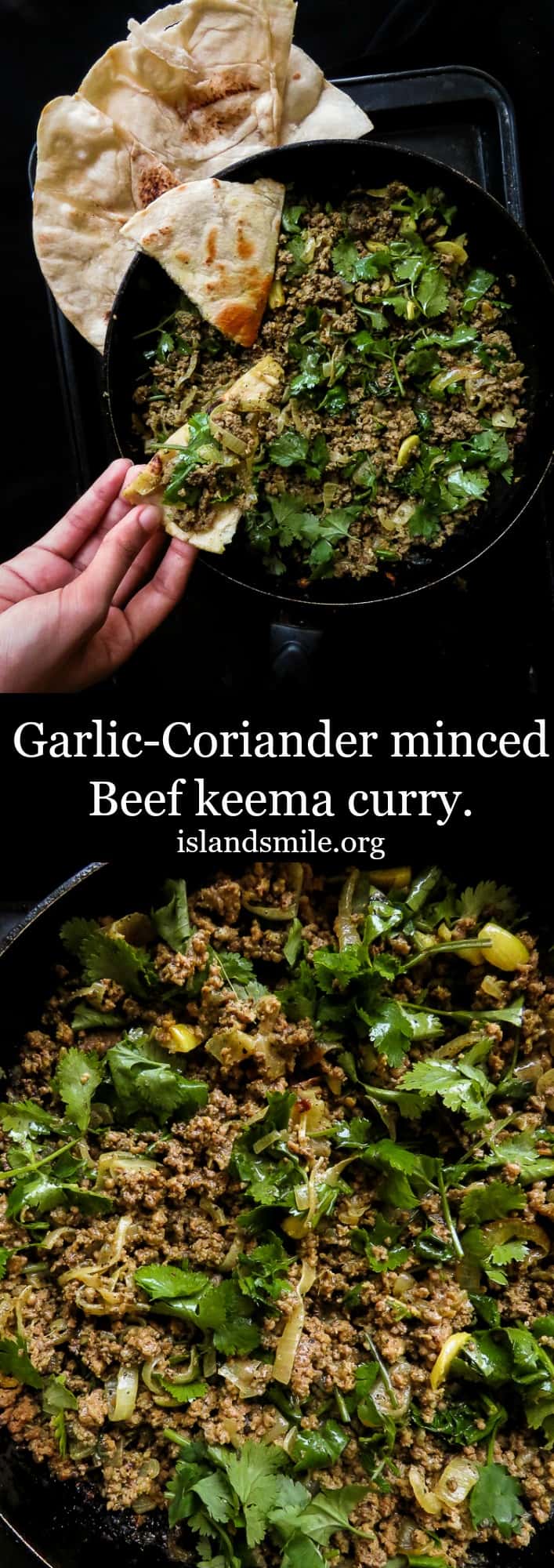 Beef keema curry, a skillet dish that makes meals easy. made with curried meat and extra garlic and coriander this Indian themed dish can be served with store-bought Pita or naan bread.