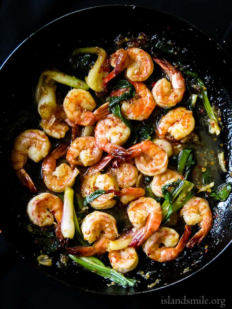 20 minute- caramelized garlic shrimp stir-fry-islandsmile.org