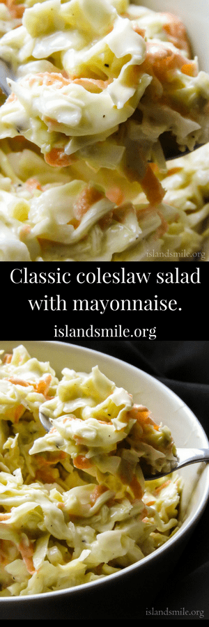 Homemade creamy coleslaw salad with mayonnaise, a classic salad to go with everything you dish out at picnics, especially grilled meats and burgers. an easy salad for all seasons and occasions. #salad #kfc coleslaw #classic #coleslaw dressing. 