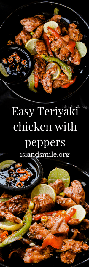 teriyaki chicken with onion and peppers. Add a few more of your favourite vegetables, give it a good toss, a bowl of rice on the side. your quick weekend meal is ready.