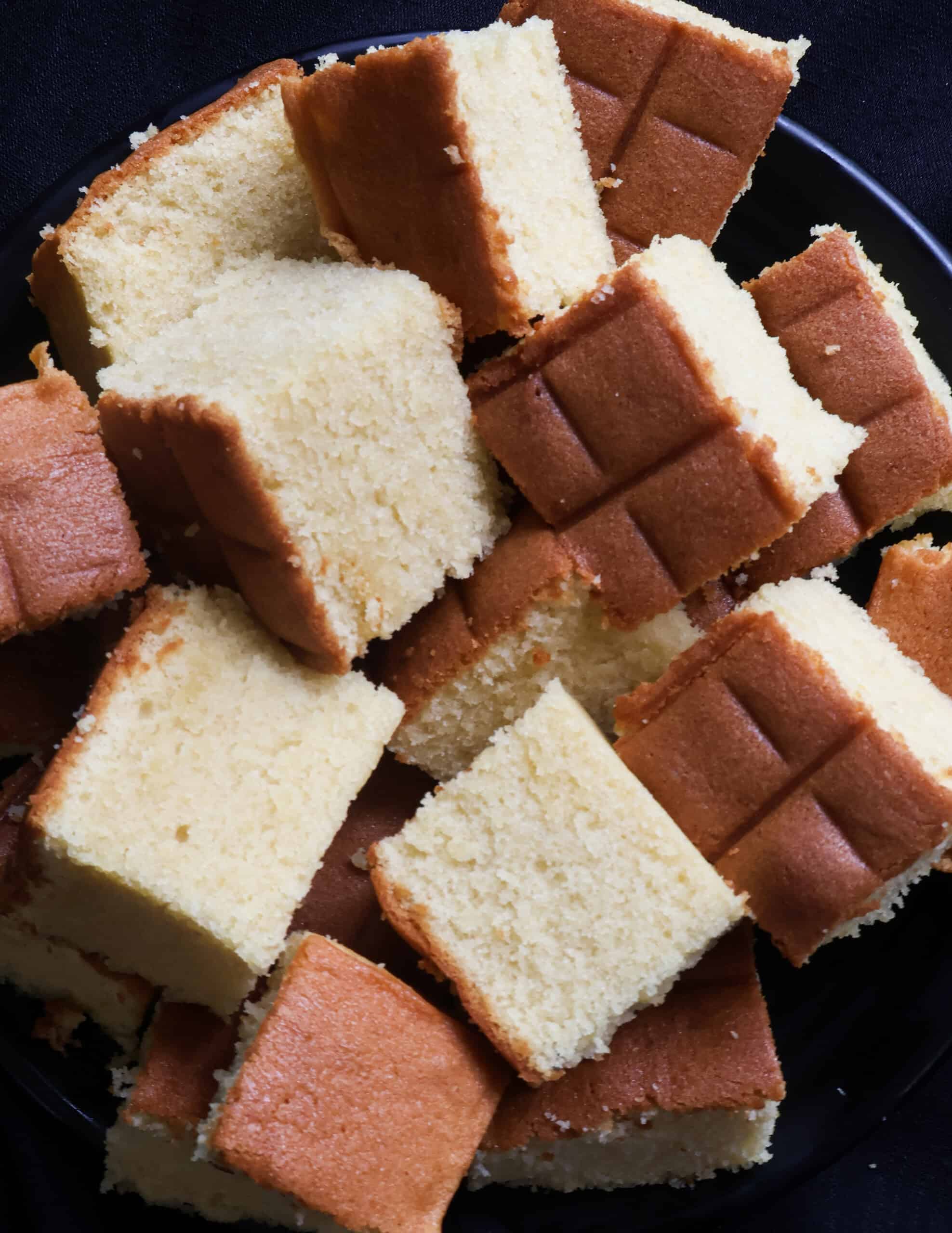 butter cake cut and placed in a plate.