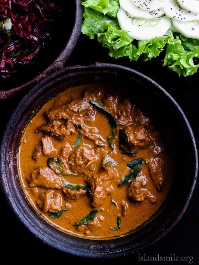 Slow cooked Sri Lankan beef curry. This recipe handed down by my grandmother.  An authentic Sri Lankan Moorish-style beef curry.