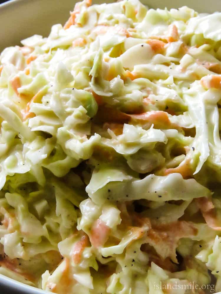 Homemade creamy coleslaw salad with mayonnaise.