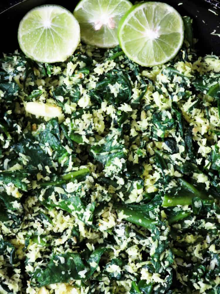 spinach and coconut mallung(no oi stir-fryl)-islandsmile.o