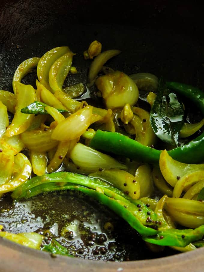 tempering ingredients for the pineapple curry.