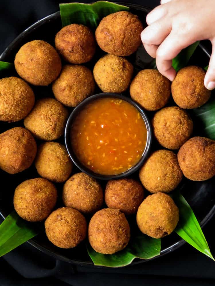 Deepfried crispy Sri Lankan fish cutlets. Island smile