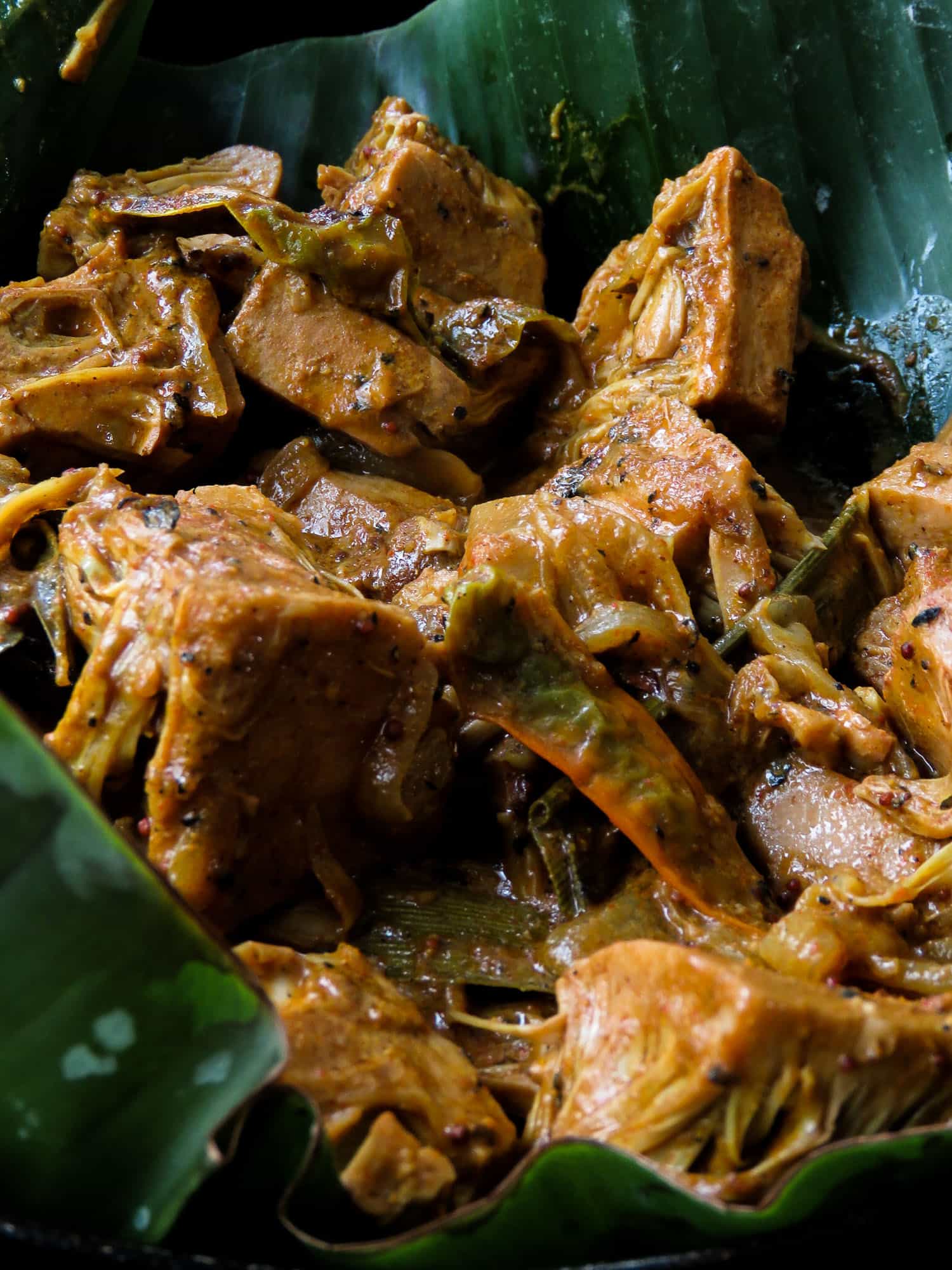 Sri Lankan green jackfruit curry also known as Ambul Polos in Sinhalese. 