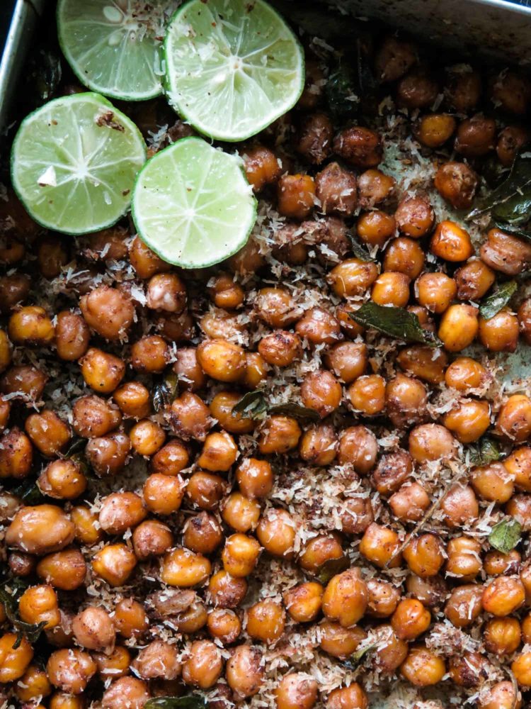 healthy oven-roasted curry chickpeas can be a snack, breakfast or topped over a simple meal. add a pinch of homemade garam masala to give these easy chickpeas a curry flavor you'll enjoy. healthy oven-roasted curry chickpeas can be a snack, breakfast or topped over a simple meal. add a pinch of homemade garam masala to give these easy chickpeas a curry flavor you'll enjoy.