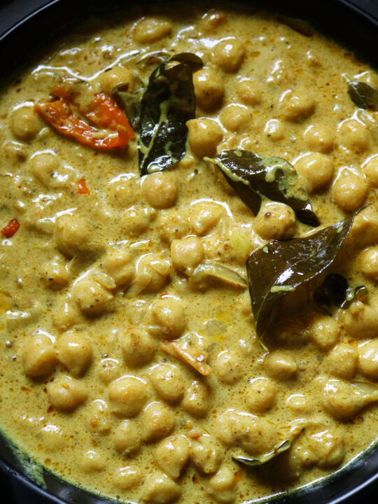 chickpea curry cooked in coconut milk.