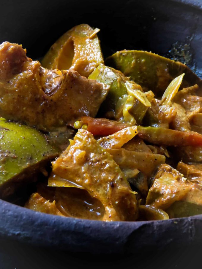 A Sri Lankan mango curry cooked with the skin on.