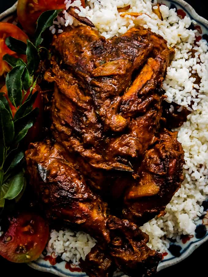 Deep fried Indian masala whole chicken roast-  A mix of fragrant spices, marinated for hours then deep-fried. golden brown crispy on the outside and tender meat on the inside that you'll love biting into.