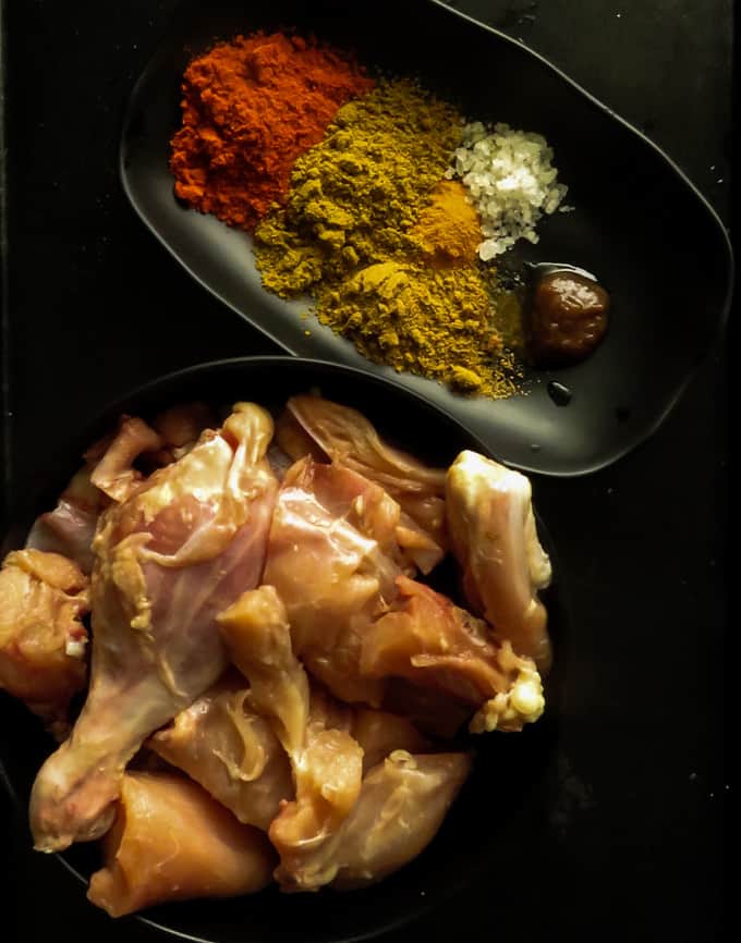 ingredients you will need to marinate the chicken curry.