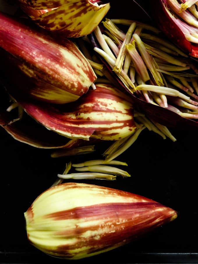 image of banana flower with the small flowers taken off