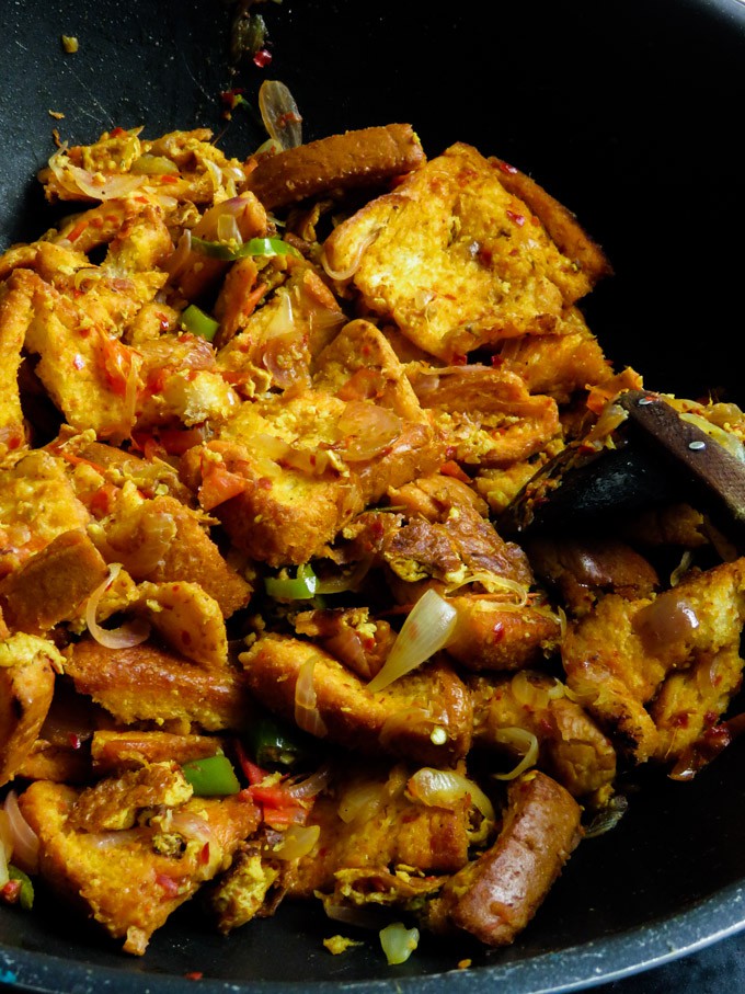 A quick breakfast or a midnight snack here's an easy bread kottu recipe you can make within 30 minutes. all you need is bread and some leftover curries to dish out this one-pot meal.