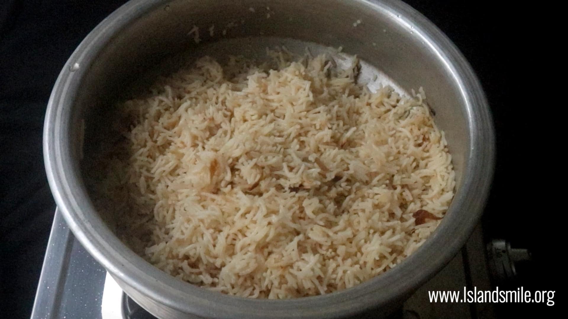 cooked ghee rice to be garnished and served.