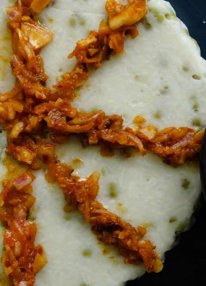 Sri Lankan green gram kiribath, another version of the popular Sri Lankan milk rice dish. mung bean in the milk rice brings a different texture to the dish