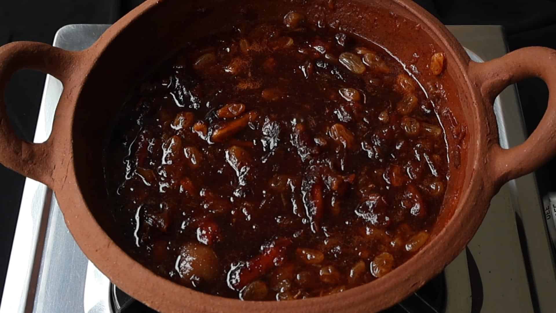 reducing the date and lime chutney.